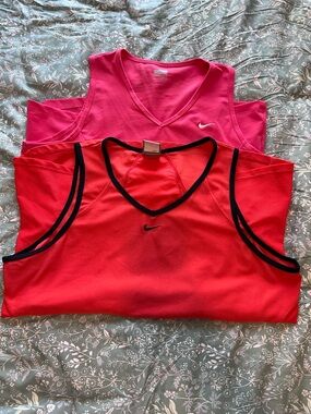 Nike Fit Dry V-Neck Athletic Tank Top Bundle | Size XL | Pink & Coral Orange